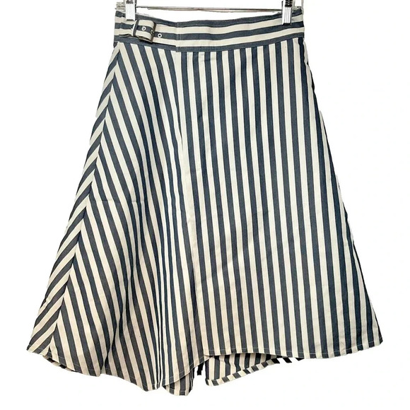 Anthropologie Maeve A Line Striped Midi Skirt Women Sz 4 Coastal Acedemia Preppy - Picture 1 of 11